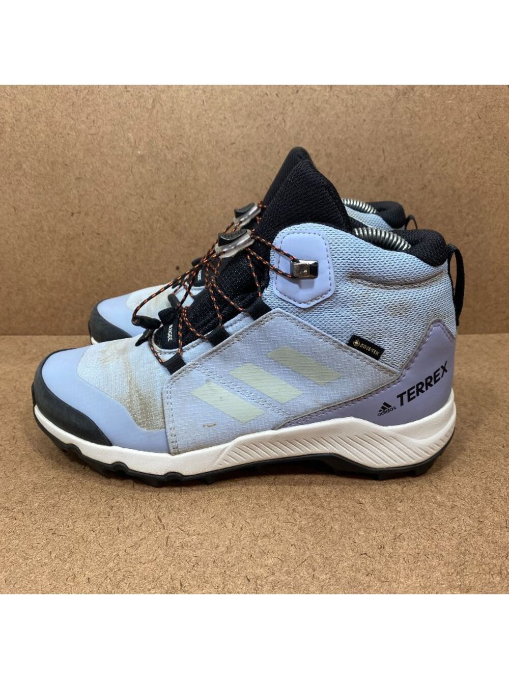 Adidas Terrex Gore-Tex Hiking Boots Kids Size 4 Light Blue Waterproof Outdoor